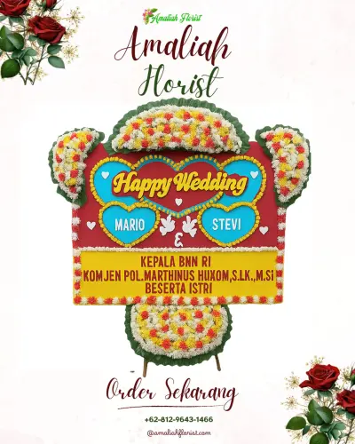 Karangan Papan Bunga Pernikahan di Bendo
